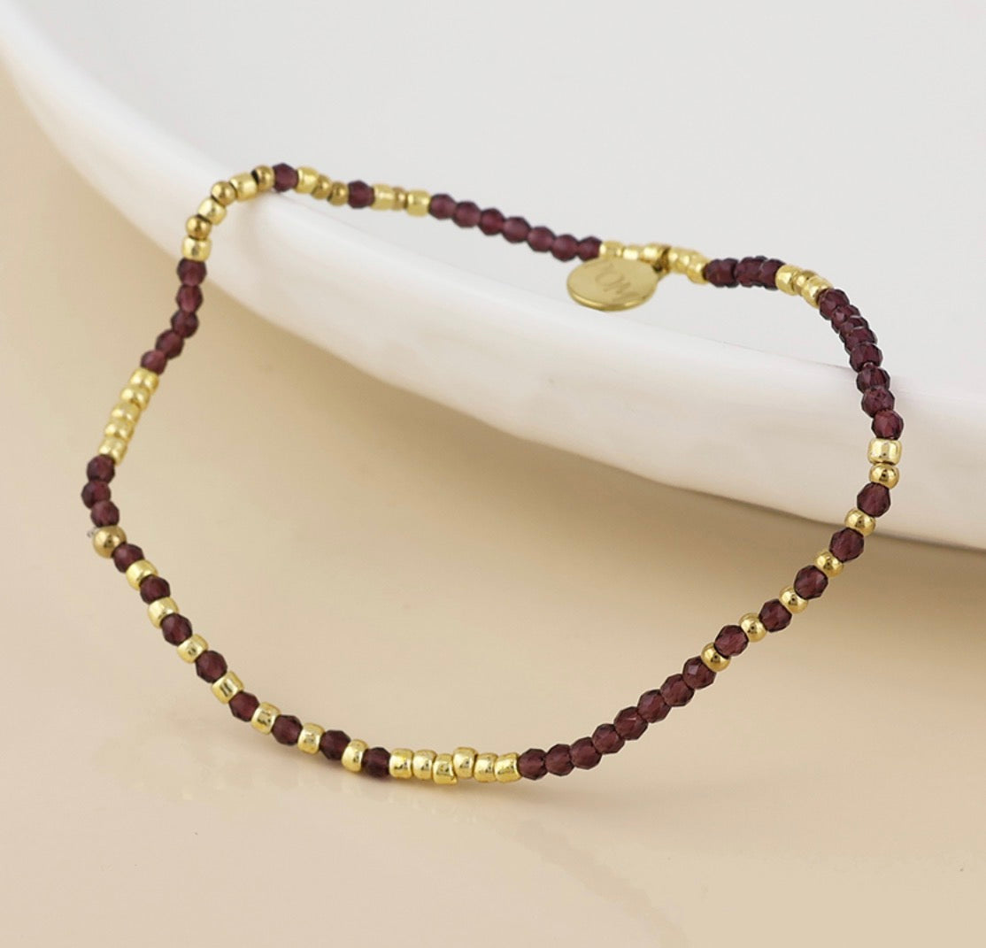 Chocolate Brown & Gold Beaded Bracelet