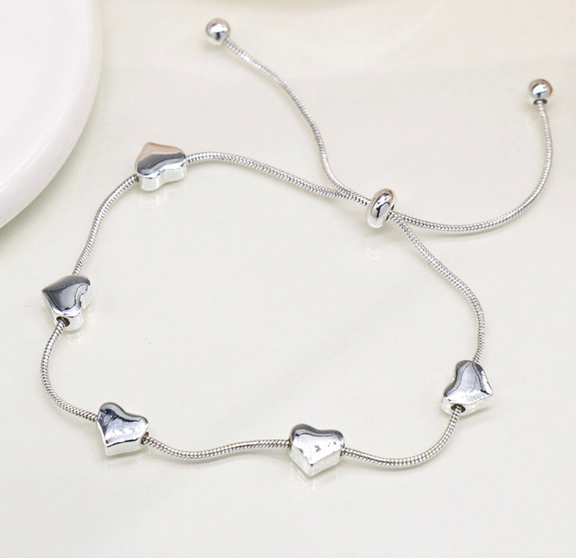 Silver Heart Slider Bracelet