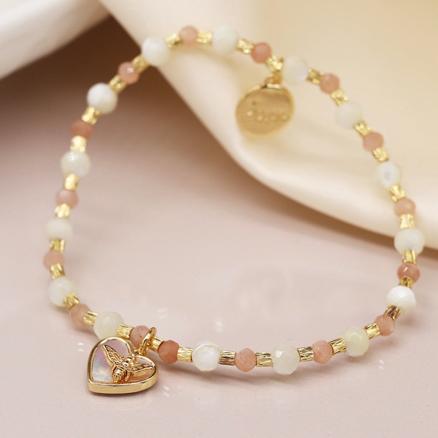Bee & Heart Semi Precious Beaded Bracelet