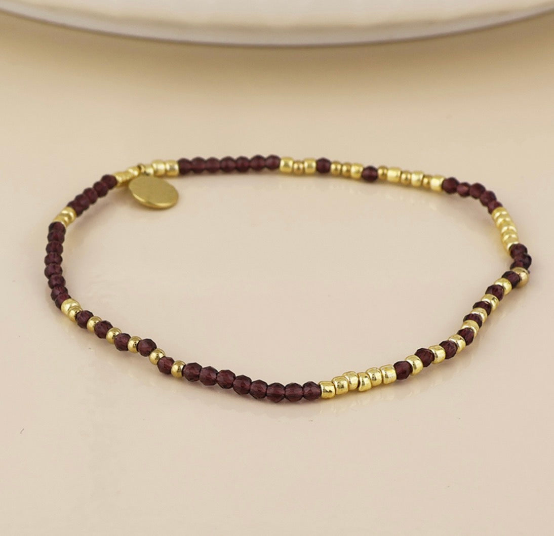 Chocolate Brown & Gold Beaded Bracelet