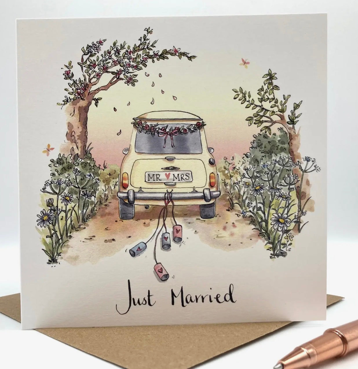 Just Married Wedding Car - wedding card