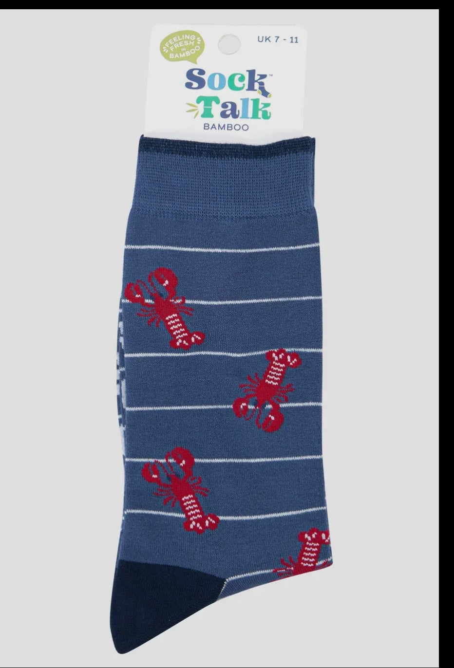 Mens Lobster Bamboo Socks Stripe in Denim Blue