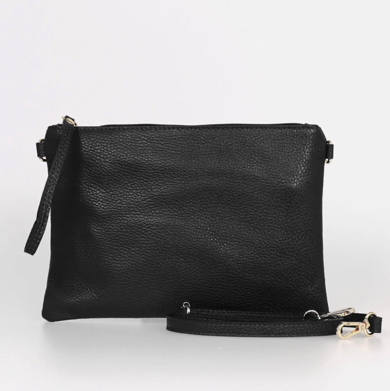 Jenna Leather Clutch Bag Black
