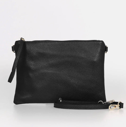 Jenna Leather Clutch Bag Black