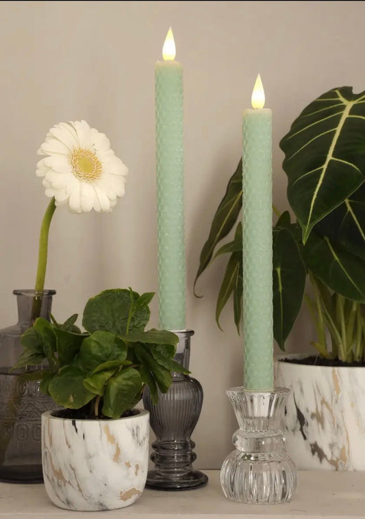 LED Dinner Candle with Timer - Eucalyptus Green