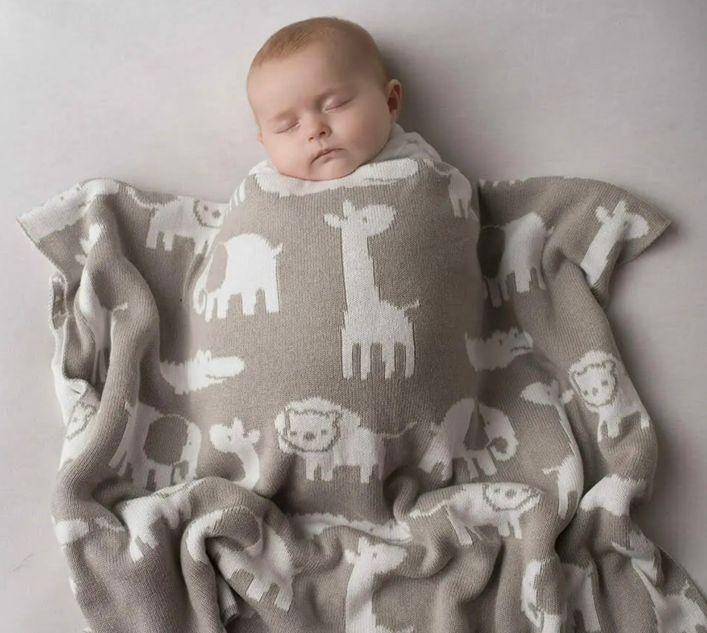 Grey safari baby blanket