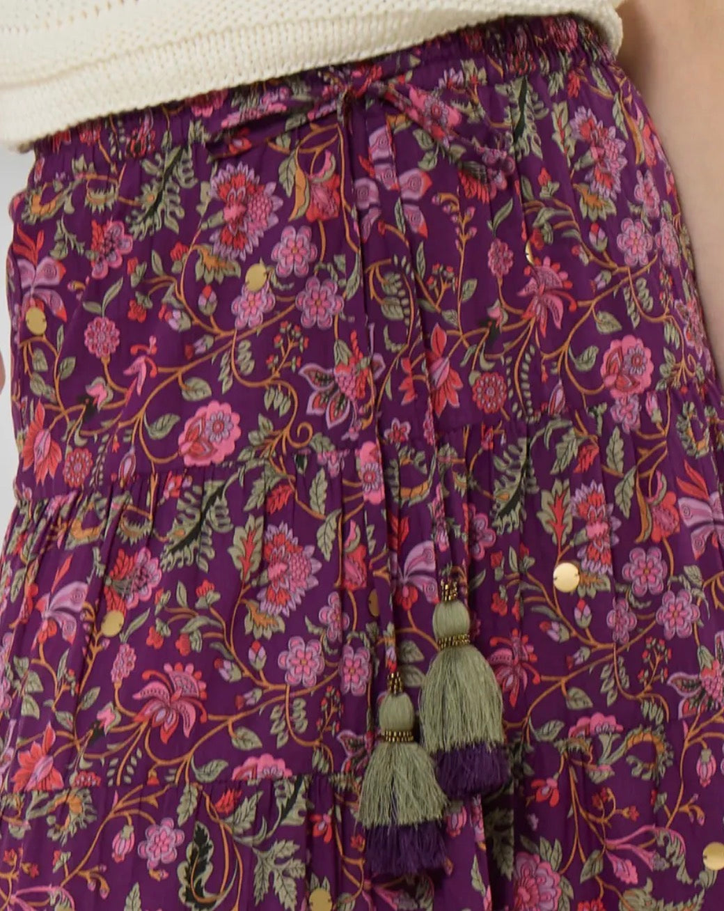 Heidi maxi skirt - mauve & green