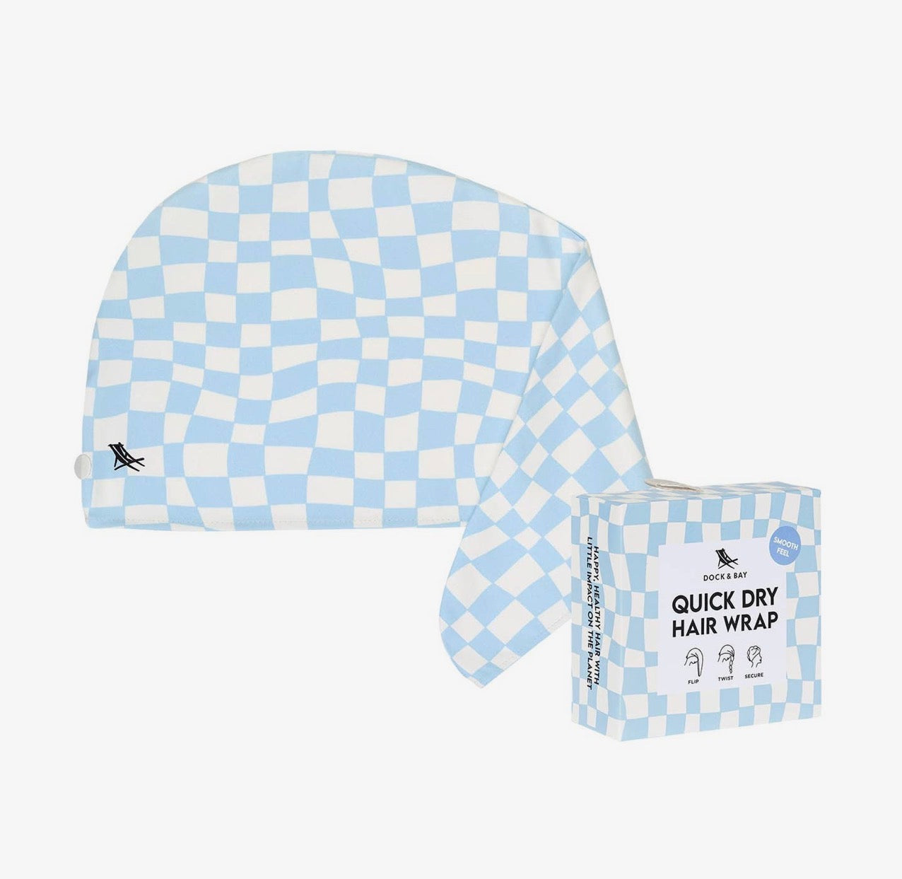 Dock & Bay Hair Towel - Blue Check surf spray