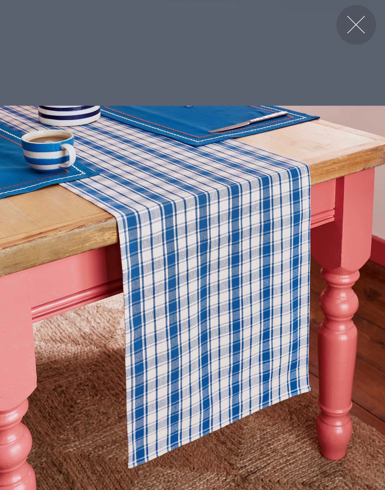 Land & Shore Blue Check Table Runner
