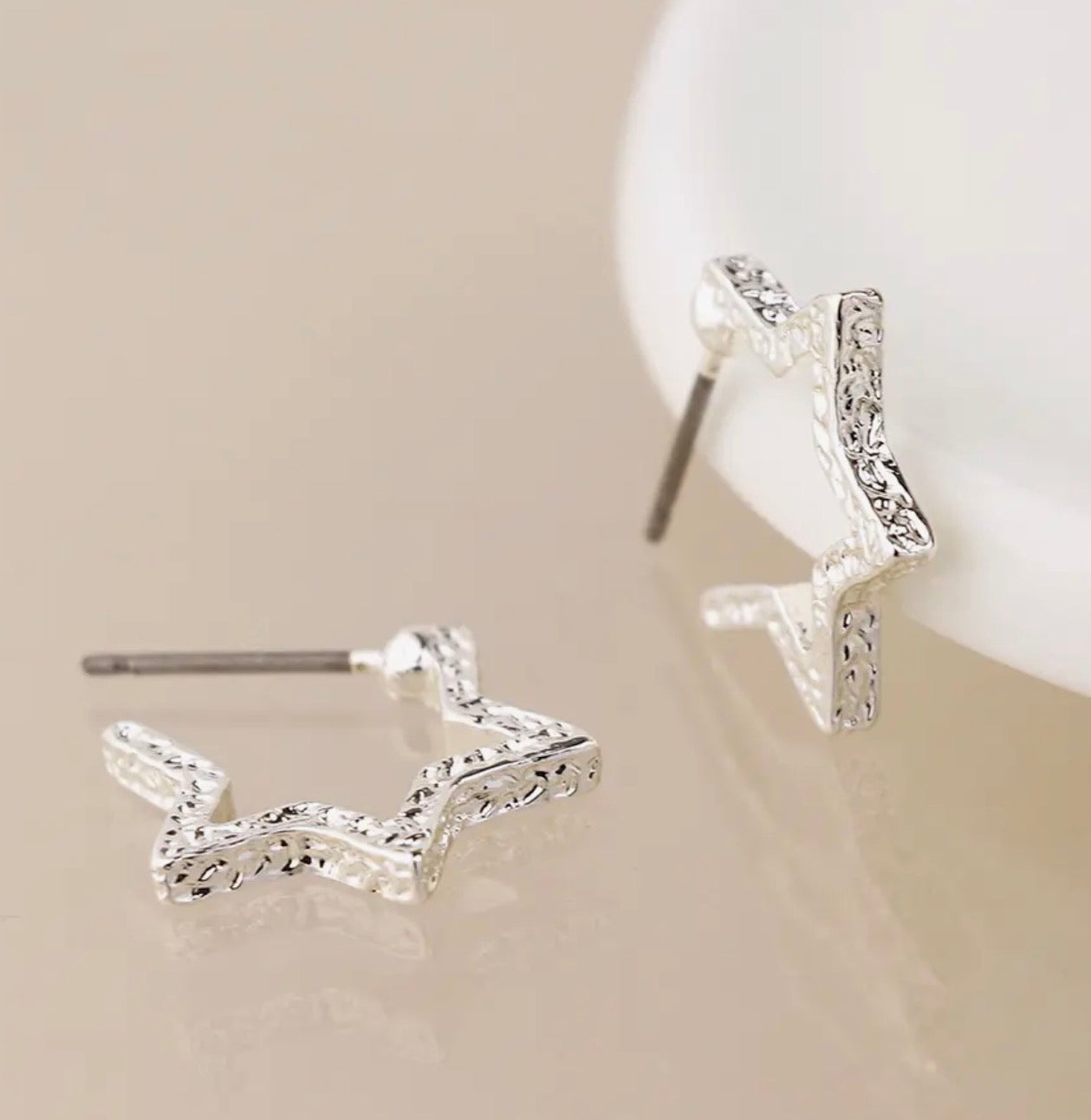Silver Plated Star Hoop Earrings