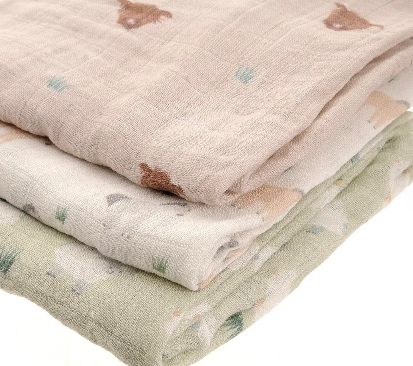 Baby Muslin Square- Pack of 3 Farm design