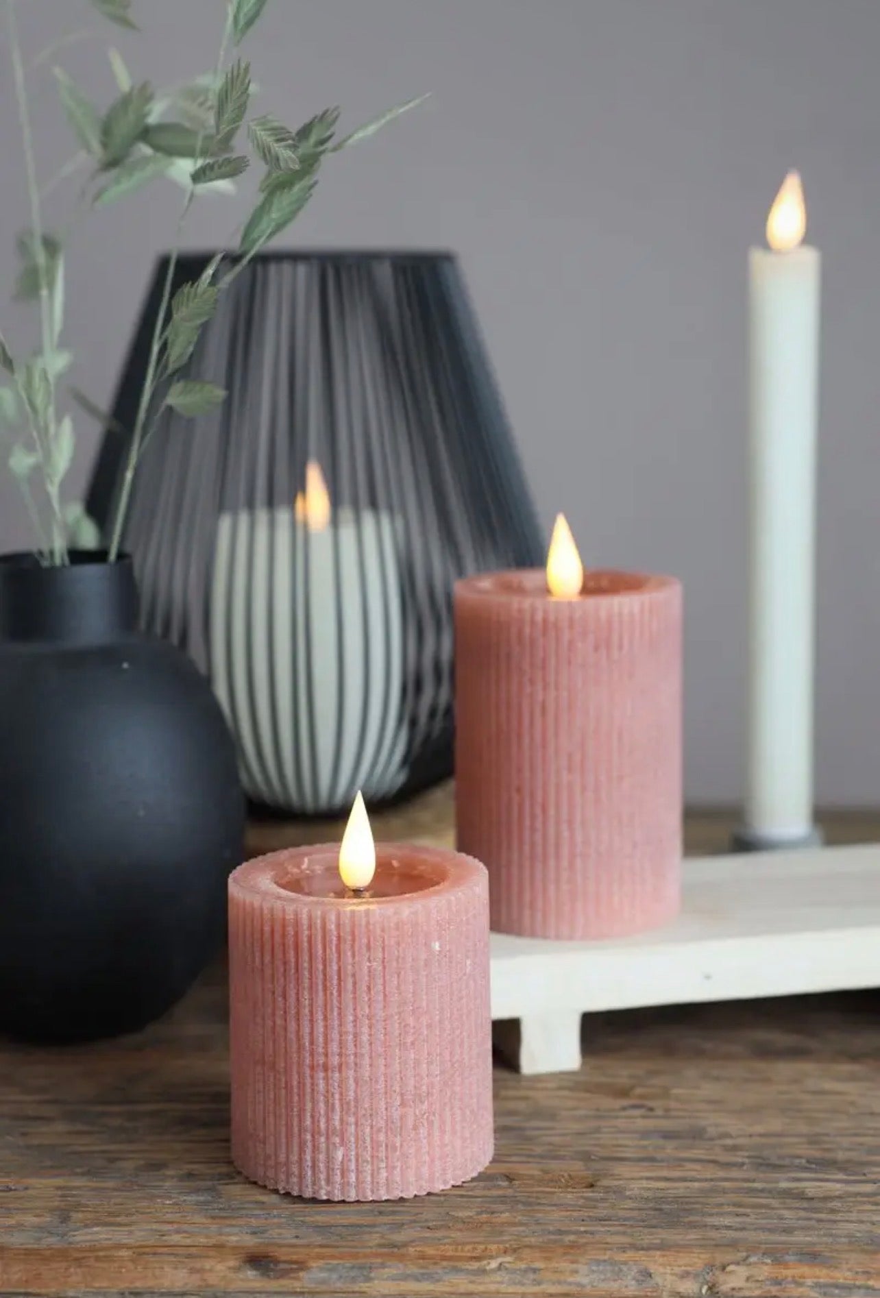 LED Pilar Candle with Timer - Dusky Pink