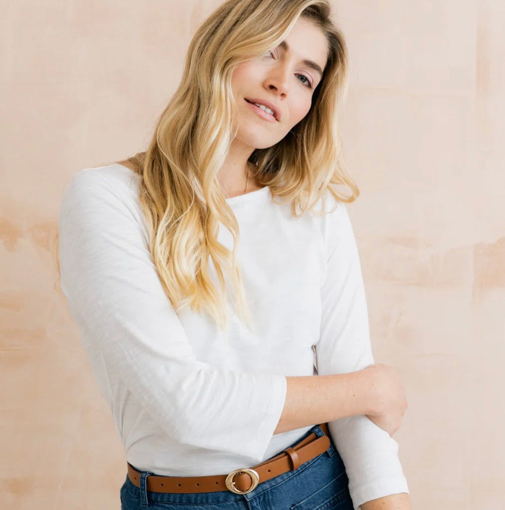 Monica Organic Cotton Jersey Top - White