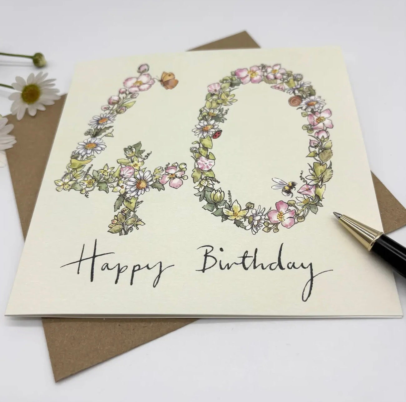 Wildflower 40th Birthday Card