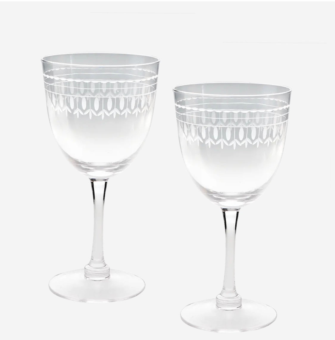 Vintage Etched Wine glasses- Set of 2