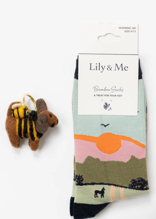 Bamboo Sock & Keyring Gift Box